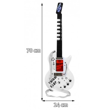 Gitara Elektryczna Stojak Mikrofon Biała